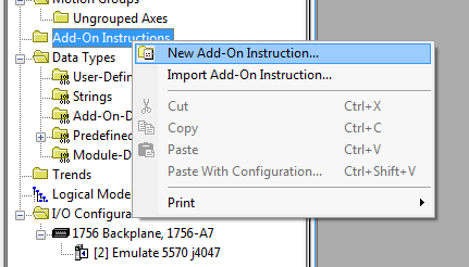 Creating New Add-On Instruction