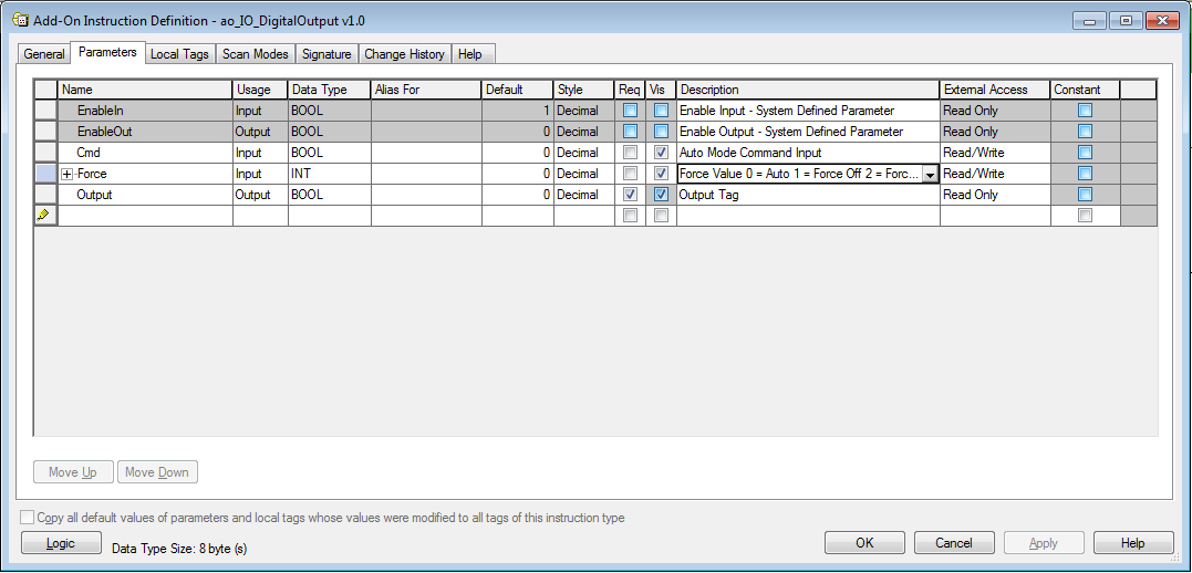 Parameters Tab